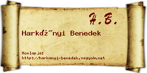 Harkányi Benedek névjegykártya
